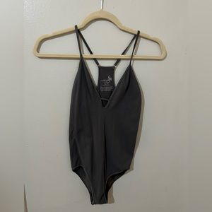 Free people grey v neck bodysuit